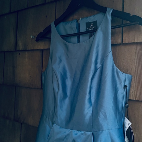 Adrianna Papell 6 Womens Mikado High Low Gown Blue Frost Special Occasion Dress - Picture 9 of 13